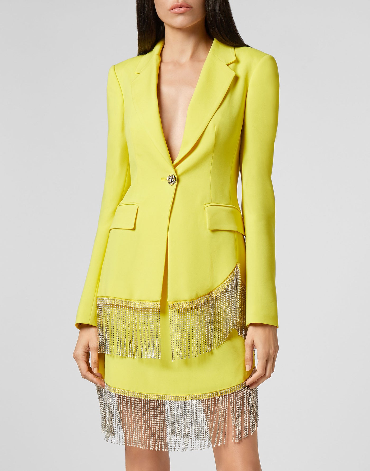 Sophia Full Color Crystal Fringe Blazer Suit - Hot fashionista
