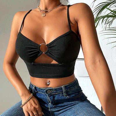 Hot Fashionista Claire Cut-out Round Ring Linked Cami Tops