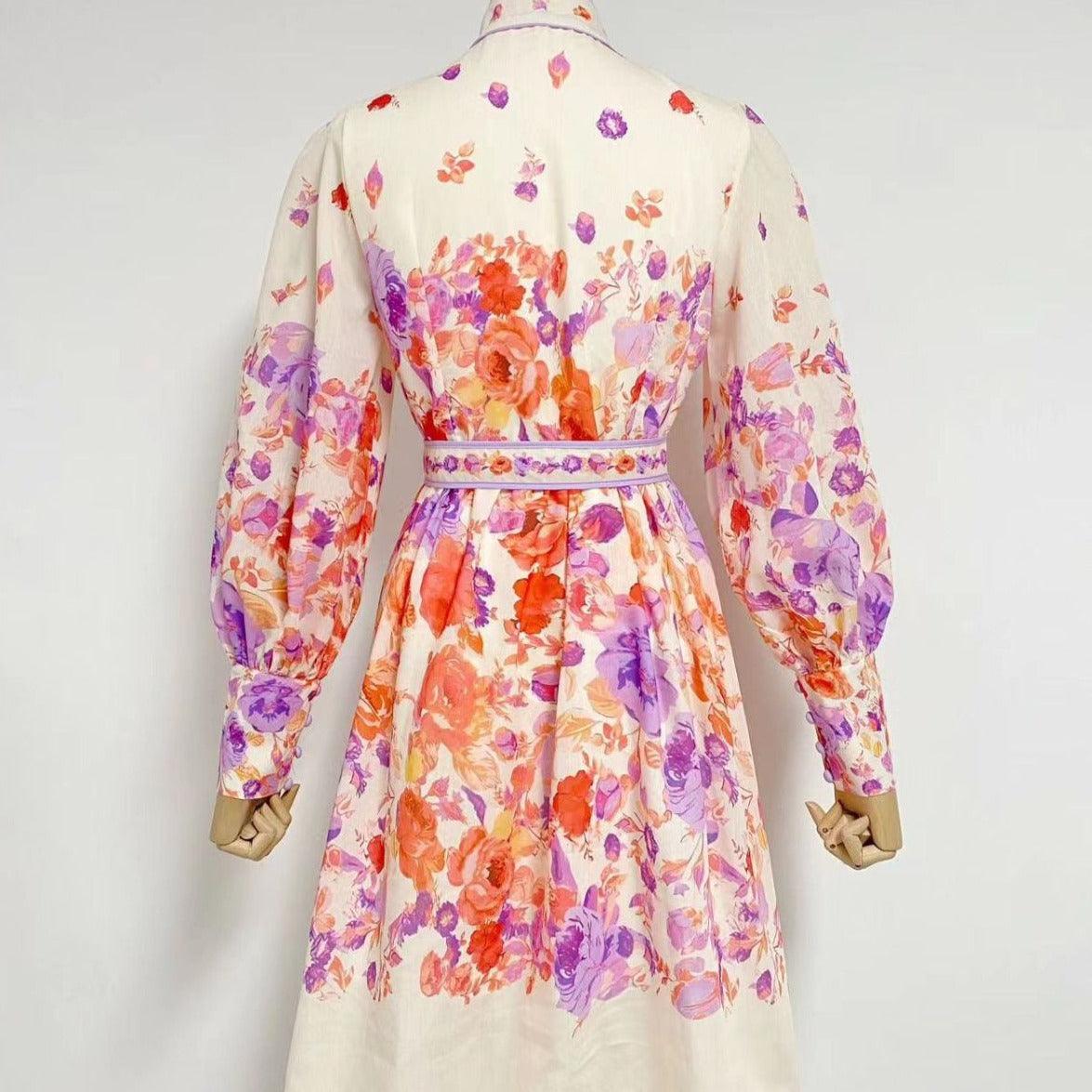 Hot Fashionista Clare Floral Print Buttoned Mini Dress