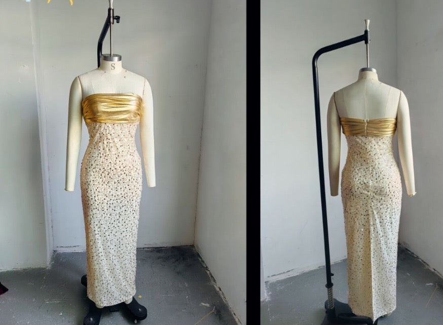 Jocelynn Sequined Pearl Tube Maxi Dress - Hot fashionista