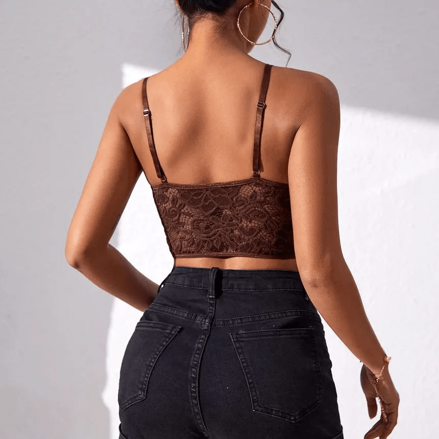 Hot Fashionista Dixie Strappy Lace Cropped Camisole Top