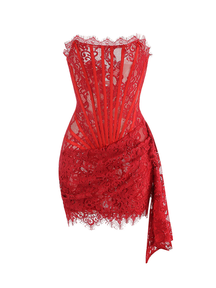 louisa strapless lace corset mini dress - Hot fashionista