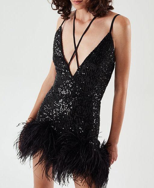 Emmy Satin Sequins Dress - Hot fashionista