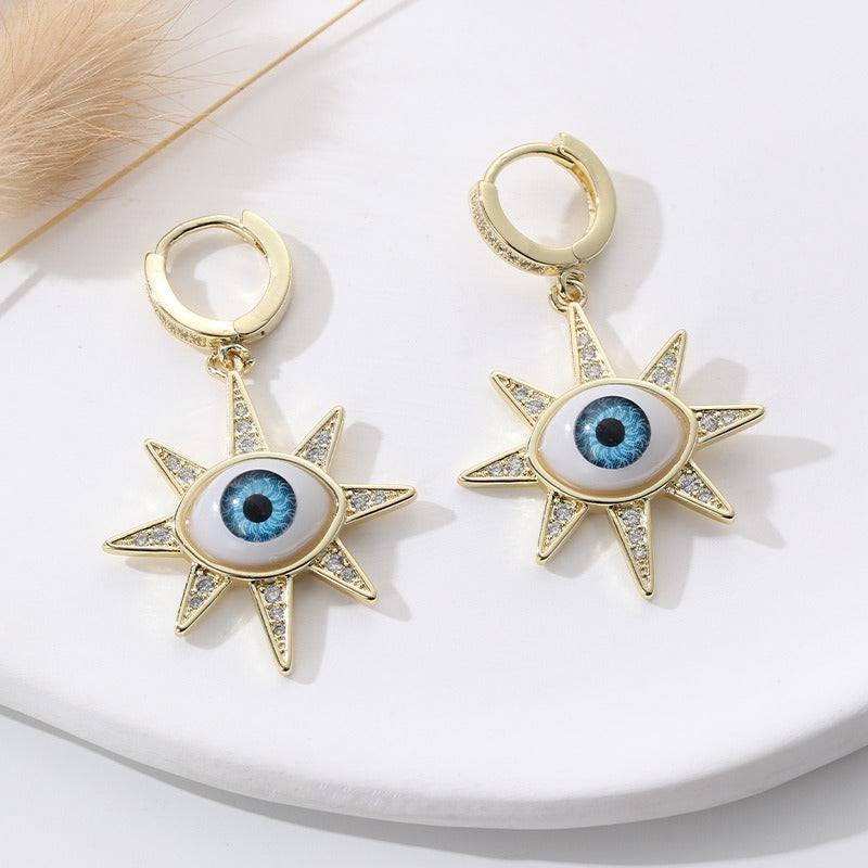 Fashion Love Six Star Demon Eye Earrings - Hot fashionista