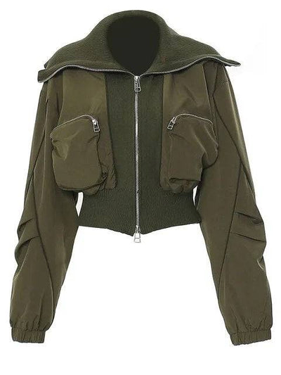 Loose Fit Army Green Big Pocket Casual Jacket New Lapel Long Sleeve Women Coat Fashion Tide Spring Autumn - Hot fashionista