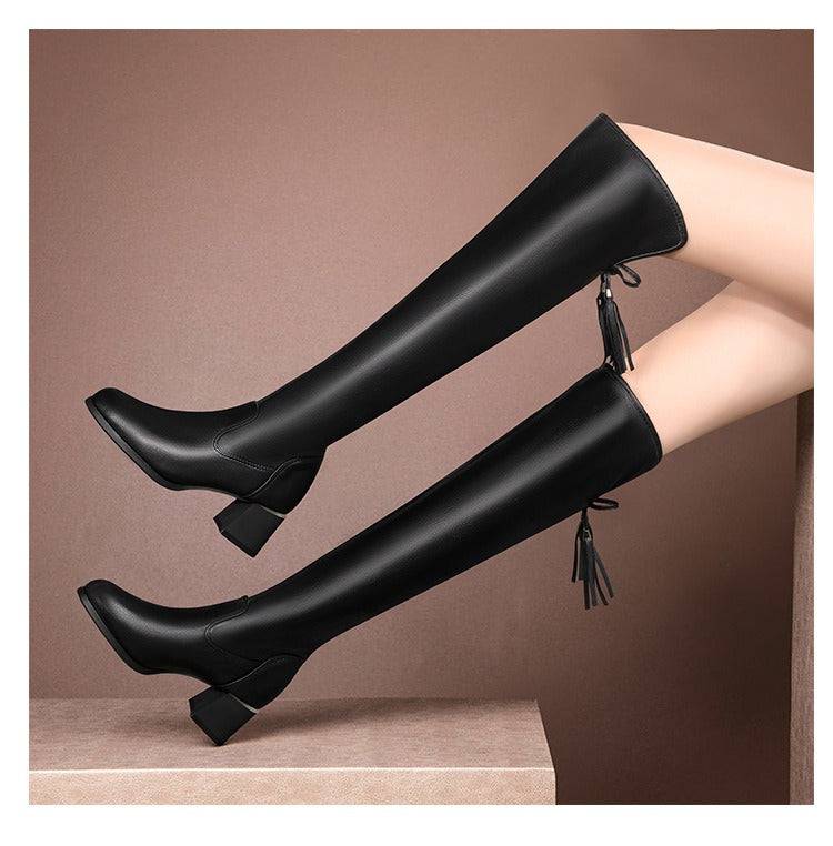 Autumn and Winter Leisure Long Sleeve Over Knee Trendy Boots, European and American Anti slip Wear Versatile Fashion Boots, Women's Shoes - Hot fashionista