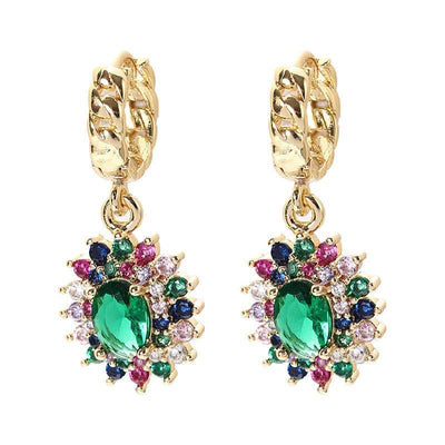 Fashionable full set zircon oval earrings - Hot fashionista