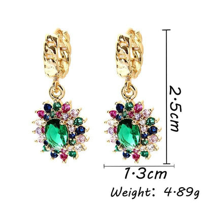 Fashionable full set zircon oval earrings - Hot fashionista