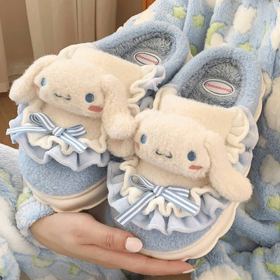 Jade Gui Dog Cotton Slippers for Women's Autumn and Winter New Thick Sole Anti slip and Warm Wrapped Slippers for External Wear - Hot fashionista