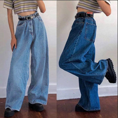 European and American Instagram Trendy Wide Leg Pants Cross border Exclusive Supply of Classic High Waist Denim Big Horn Pants in Stock - Hot fashionista