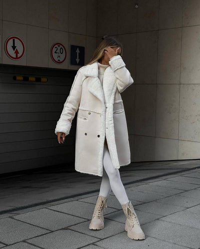 Winter new plush suede coat, suit collar, long cardigan, long sleeved plush coat - Hot fashionista