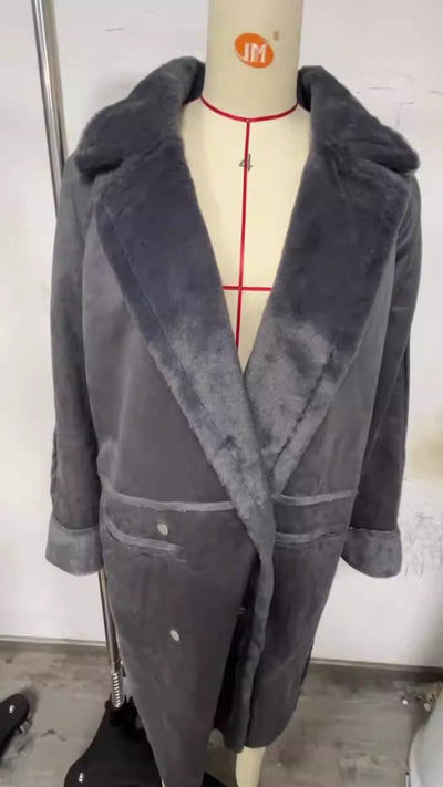 Winter new plush suede coat, suit collar, long cardigan, long sleeved plush coat - Hot fashionista