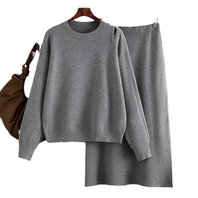 Two Pieces Outfit Women Casual 2 Piece Knit Sweater Skirt Sets Knitted Women Clothing - Hot fashionista