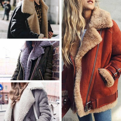 Hot selling locomotive deer skin cashmere lamb fur coat women's lapel collar fur cotton coat - Hot fashionista