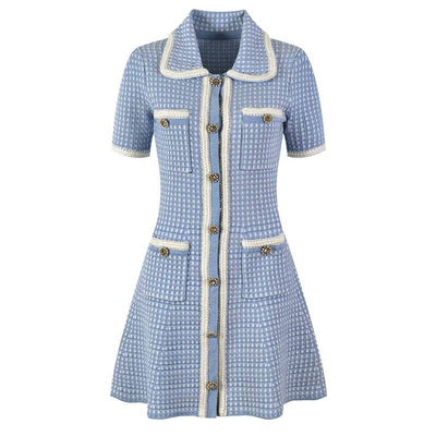 Knitted checked tweed Mini Dress - Hot fashionista