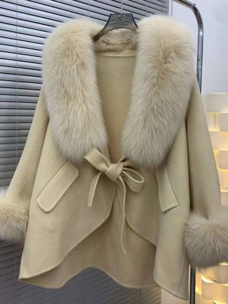 Amanda Big Fur Trim Collar Luxury Fashionable Coat - Hot fashionista