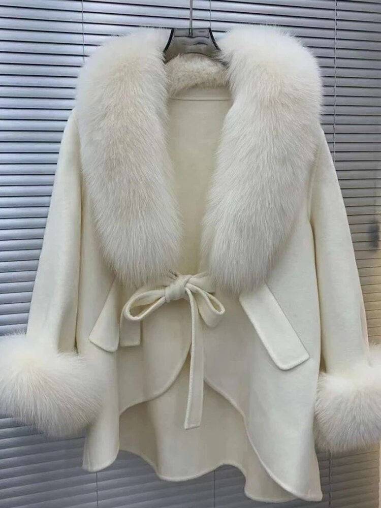 Amanda Big Fur Trim Collar Luxury Fashionable Coat - Hot fashionista