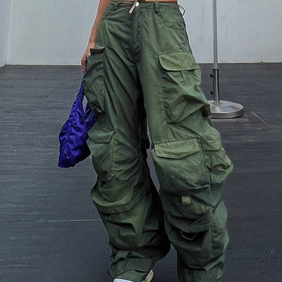 Cambrie High Waist Patchwork Pockets Cargo Pants - Hot fashionista