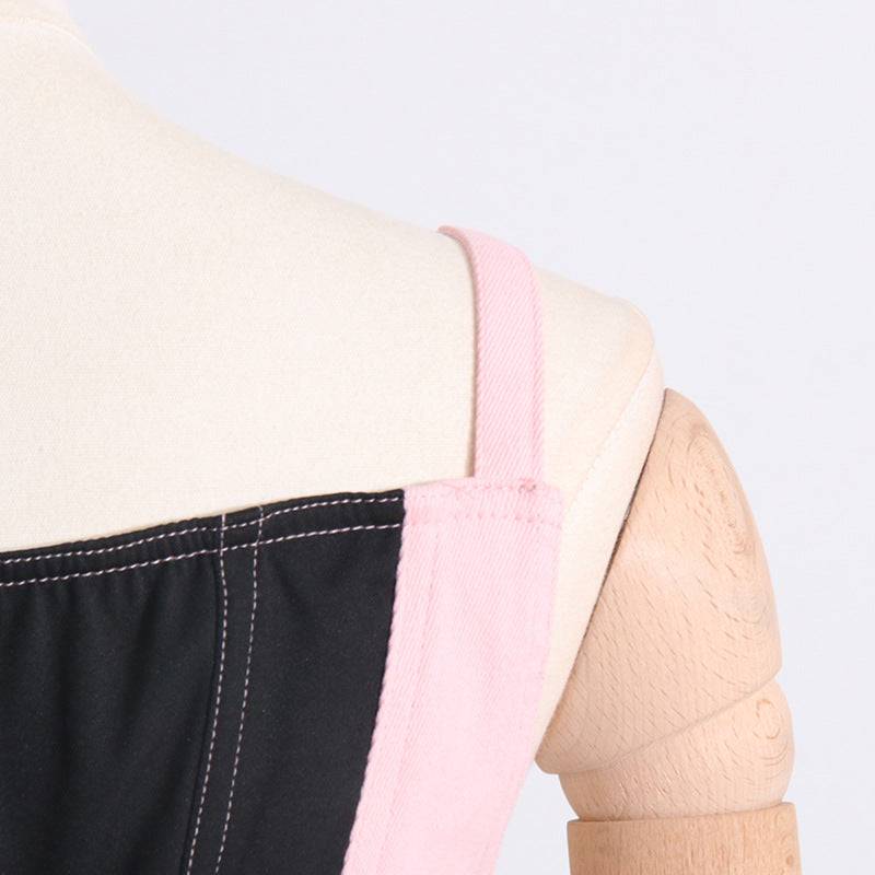 Patchwork Zipper Playsuits For Women Square Collar Sleeveless High Waist Sexy Bodycon Summer Playsuit Female - Hot fashionista