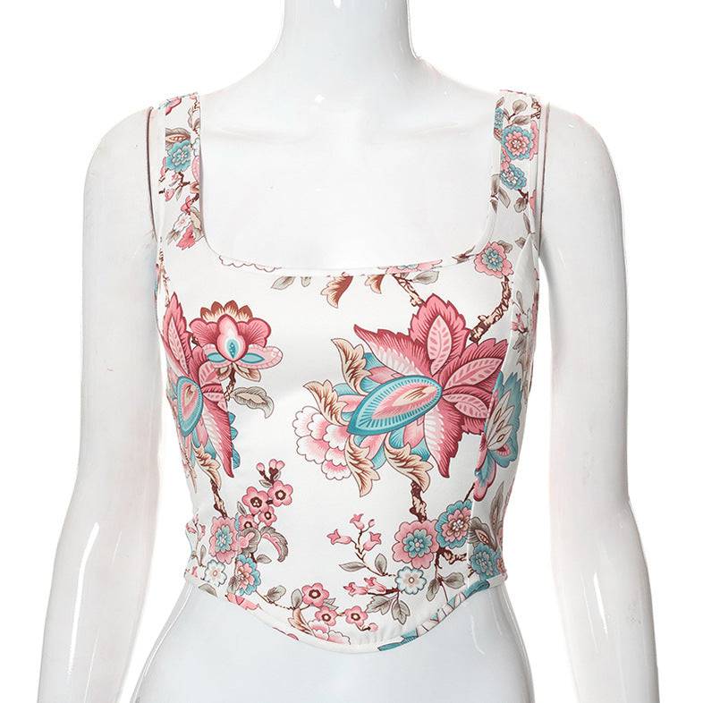 Jackie Sleeveless Lace-Up Floral Corset Top - Hot fashionista