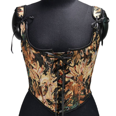 Rebecka Sleeveless Strappy Drawstring Front Floral Corset Top - Hot fashionista