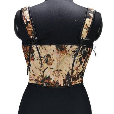 Rebecka Sleeveless Strappy Drawstring Front Floral Corset Top - Hot fashionista