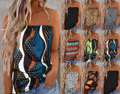New Women's Printed Tank Top Wrap Chest T-Shirt - Hot fashionista