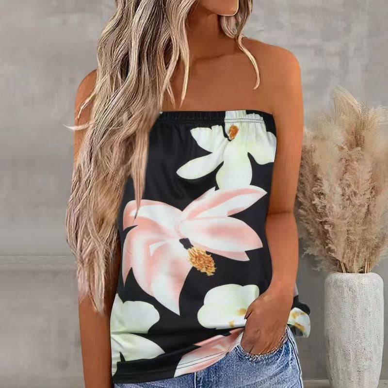 New Women's Printed Tank Top Wrap Chest T-Shirt - Hot fashionista