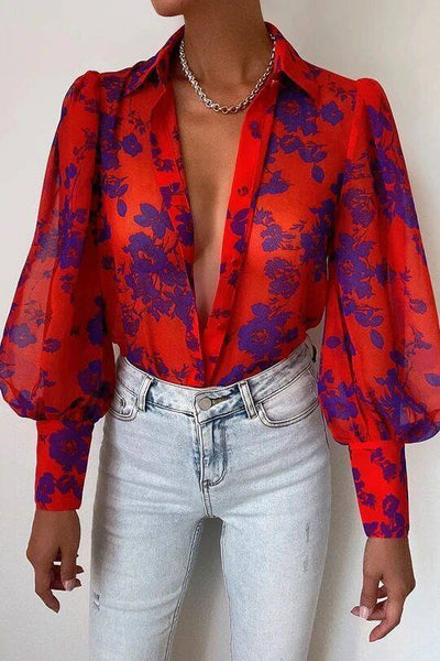 Long Sleeved Printed Shirt for Womens Spring Single Breasted Cardigan, European and American Fashion Temperament Casual Top - Hot fashionista