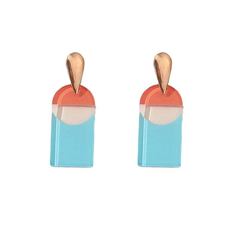Acrylic geometric color matching fashion earrings - Hot fashionista