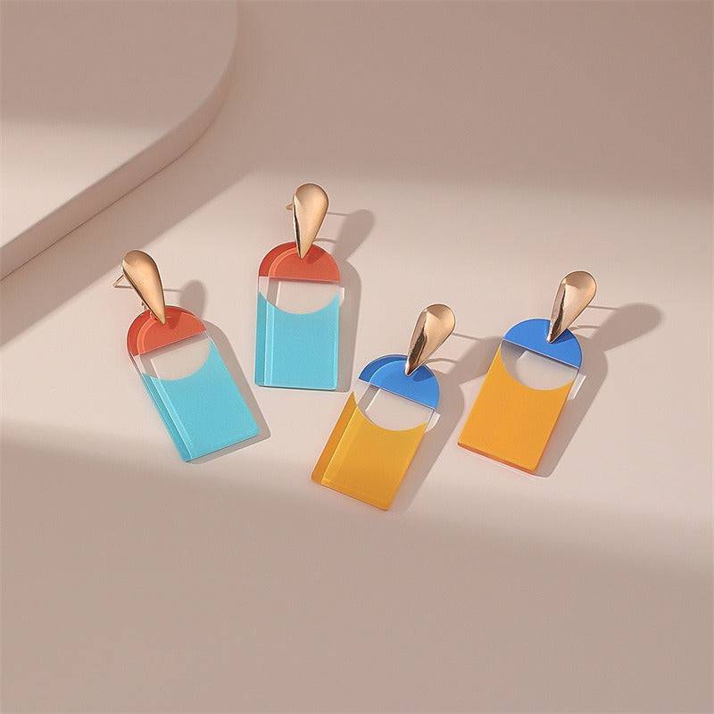 Acrylic geometric color matching fashion earrings