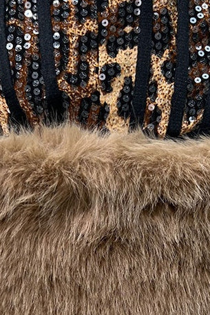 Raine Strapless Fur Leopard Mini Dress