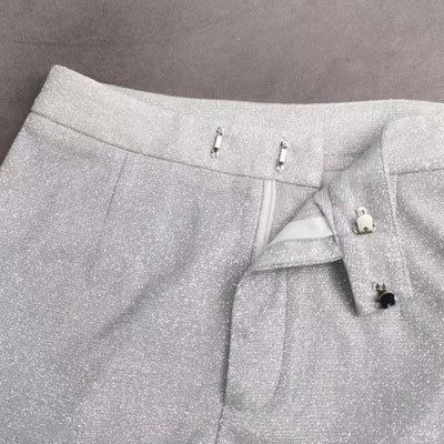 Ellie 3pcs Glitter Silver Party Piece Pants Set, Blazer Matching Sets - Hot fashionista