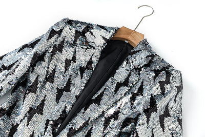 Faye Sequin Lapel Collar Blazer Pants Suit Set - Hot fashionista