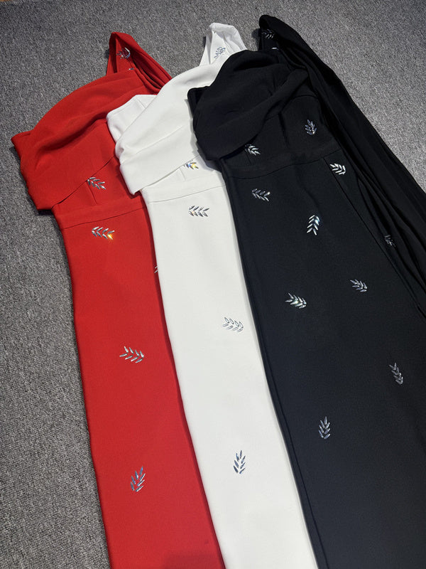 One-Shoulder Embellished Evening bandage Gown with Slit Elegant Formal Maxi Dress - Hot fashionista