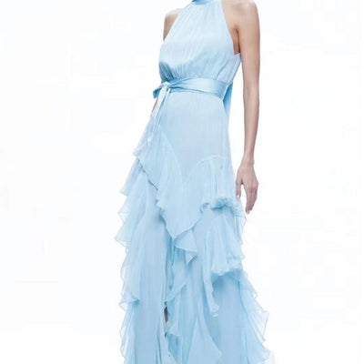 Hot Fashionista Fay Sleeveless Turtleneck Ruffle Midi Dress