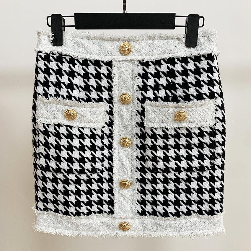 Hot Fashionista Gabriela Houndstooth Pattern Print Mini Skirt