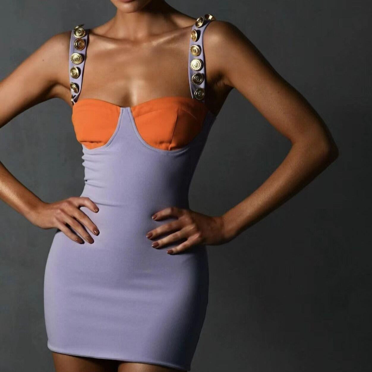 Gigi Patchwork Detailed Straps Mini Dress - Hot fashionista