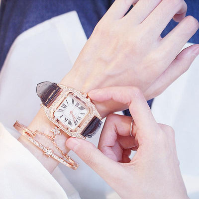 Hot Fashionista Hillary Embellished Rhinestone Watch & Bracelet Set