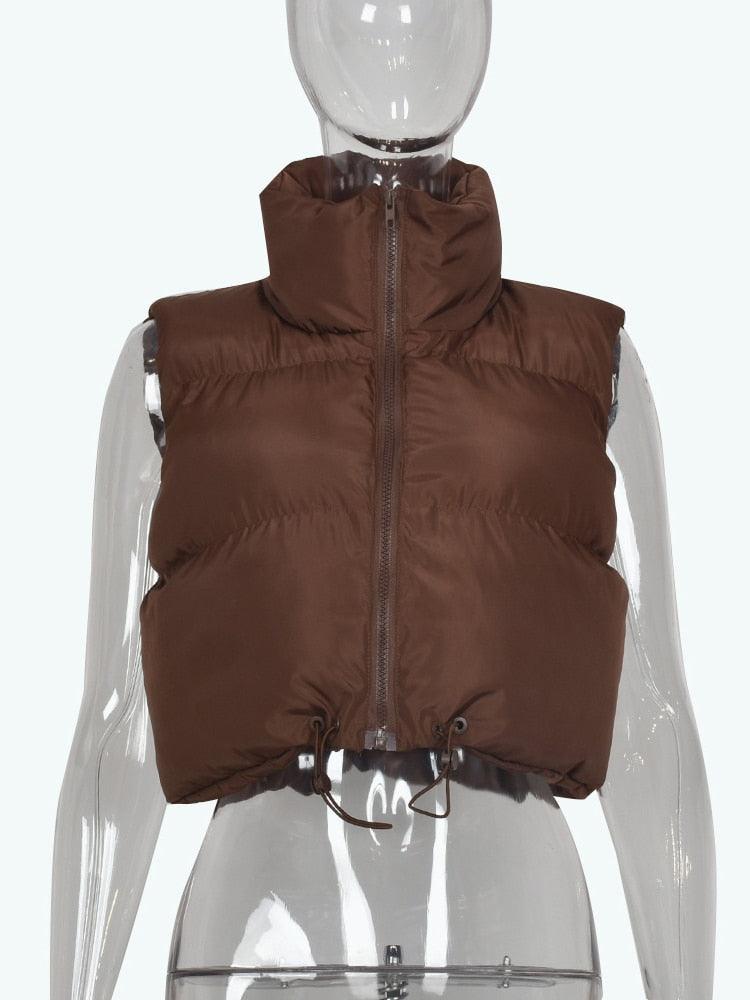 Chariz Stand Collar Zip Up Puff Cropped Jacket - Hot fashionista