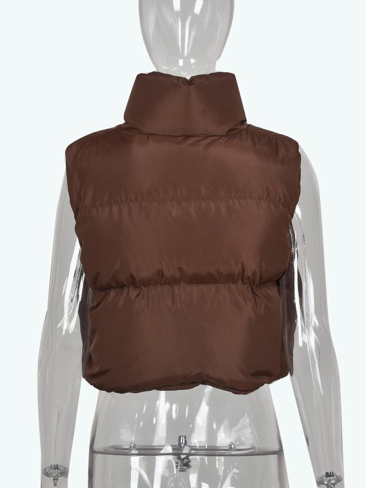 Chariz Stand Collar Zip Up Puff Cropped Jacket - Hot fashionista