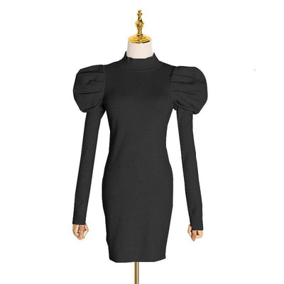 Jolene Puff Sleeves Knit Dress - Hot fashionista