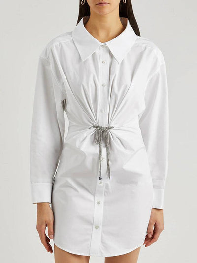 Amaya Crystal-Embellished Cotton-Poplin Shirt Dress - Hot fashionista