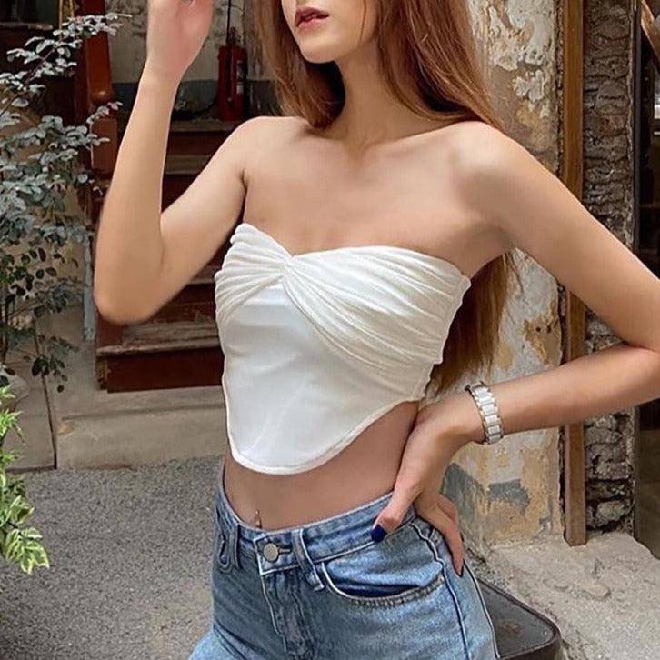 Bea Ruched Strapless Crop top - Hot fashionista