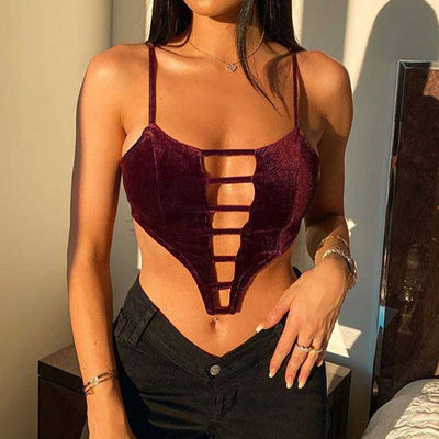 Boots Hollow Out Velvet Corset Top - Hot fashionista
