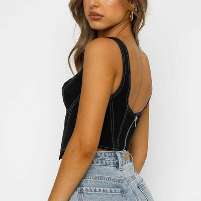 Esther Notched Solid Tank Top - Hot fashionista