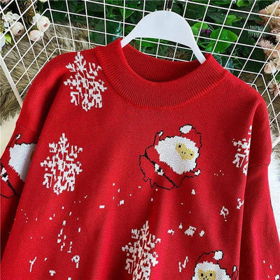 Isabel Long Sleeve Christmas Print Pullover Knit Sweater - Hot fashionista