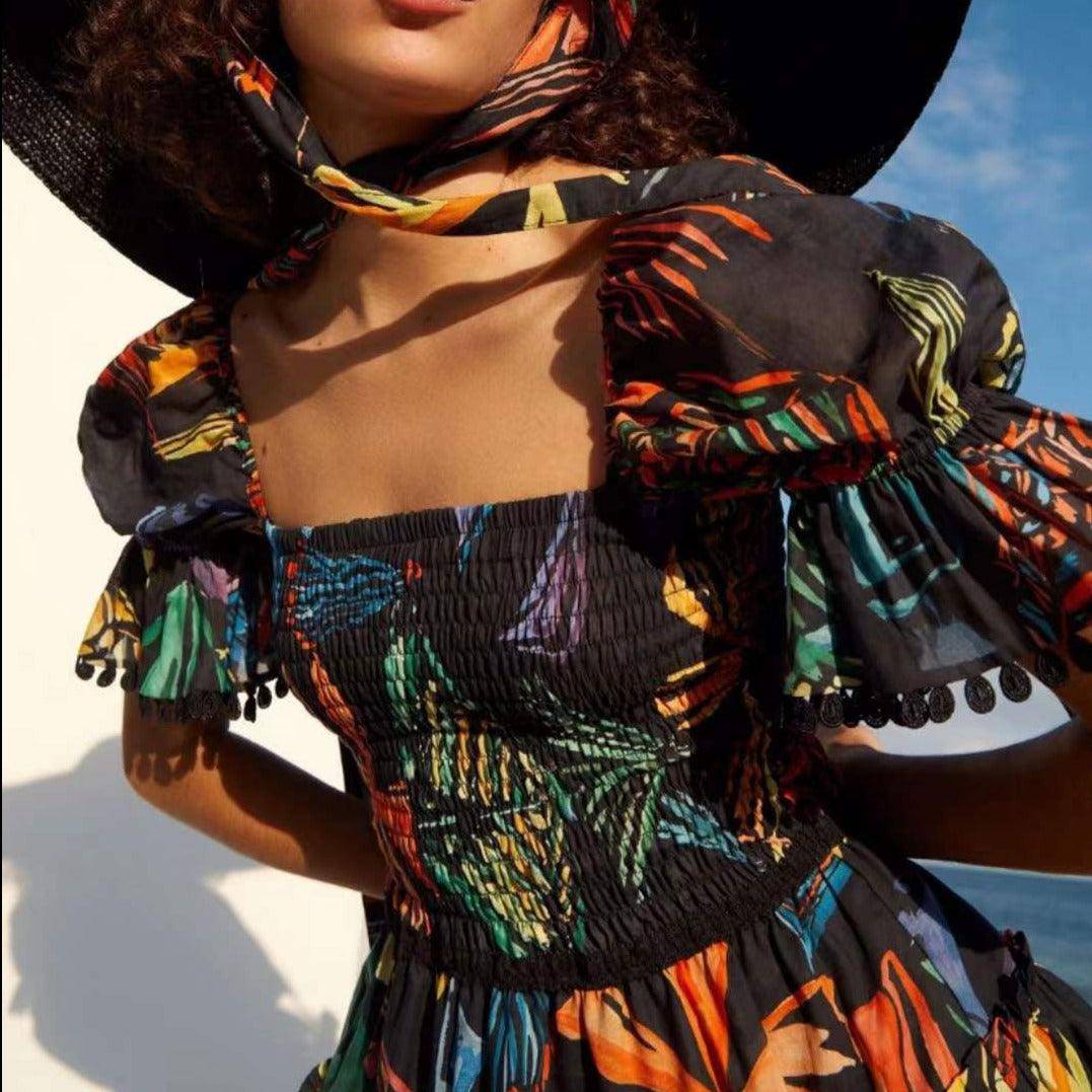 Mila Allover Print Puff Sleeve Crop Top & Pleated Skirt Set - Hot fashionista