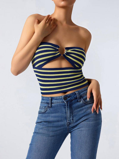 Toni Hoop Linked Hollow Out Strapless Top with Loop - Hot fashionista