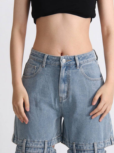 Precious High Waisted Flap Pocket Cargo Jeans - Hot fashionista
